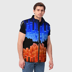 Мужской жилет Стягивающиеся в центре синие и оранжевые блоки, цвет: 3D-светло-серый — фото 2