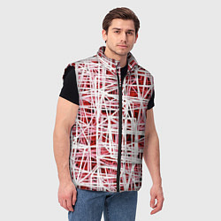 Мужской жилет Хаотичный кубический каркас в красном тумане, цвет: 3D-черный — фото 2
