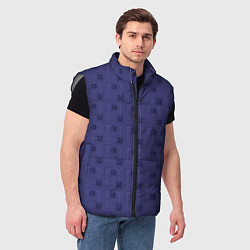 Мужской жилет Тёмный сиреневый паттерн квадраты, цвет: 3D-светло-серый — фото 2