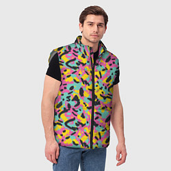 Мужской жилет Пиксельный камуфляжный паттерн в неоновых цветах, цвет: 3D-светло-серый — фото 2
