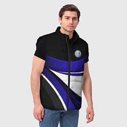 Мужской жилет Фольцваген - синяя волна, цвет: 3D-черный — фото 2