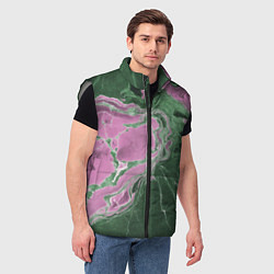 Мужской жилет Мрамор темно-зеленый с розовым, цвет: 3D-светло-серый — фото 2