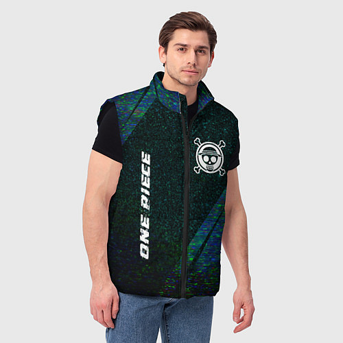 Мужской жилет One Piece glitch blue / 3D-Черный – фото 3