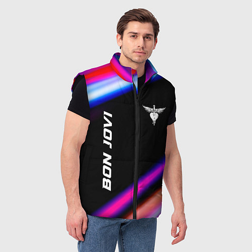 Мужской жилет Bon Jovi neon rock lights / 3D-Черный – фото 3