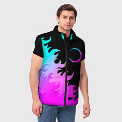 Мужской жилет Demon Slayer неоновый огонь, цвет: 3D-черный — фото 2