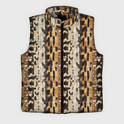 Мужской жилет Текстура змеиной кожи в коричневых природных тонах, цвет: 3D-светло-серый