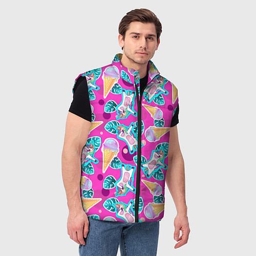 Мужской жилет Единорог с мороженым - dab dance / 3D-Черный – фото 3