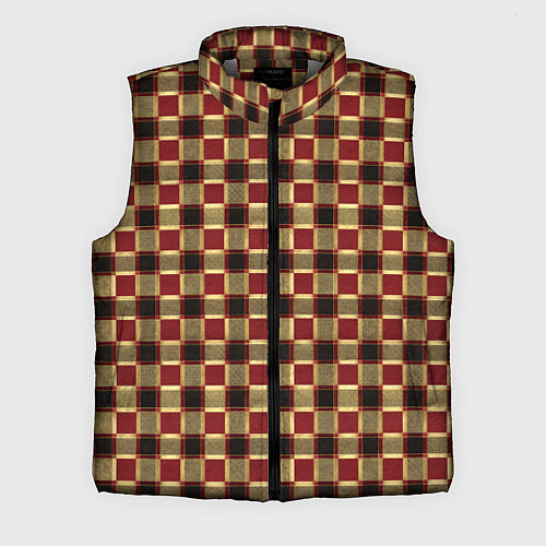Мужской жилет Узор в клетку красные и черные квадраты / 3D-Светло-серый – фото 1