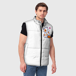 Мужской жилет Милый кот сидит улыбается с любовью, цвет: 3D-черный — фото 2