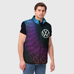 Мужской жилет Volkswagen neon hexagon, цвет: 3D-черный — фото 2