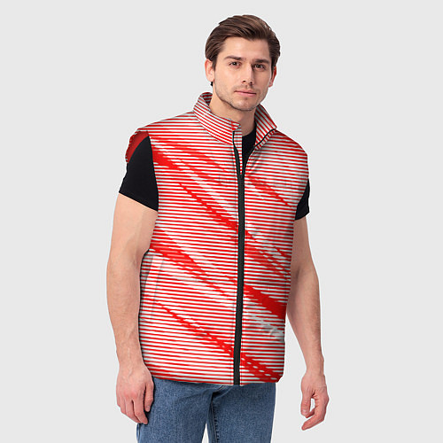 Мужской жилет Полосатый красно-белый / 3D-Красный – фото 3