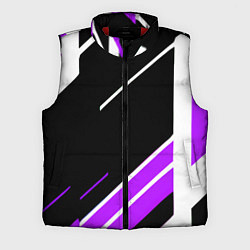 Мужской жилет Бело-фиолетовые полосы на чёрном фоне, цвет: 3D-красный