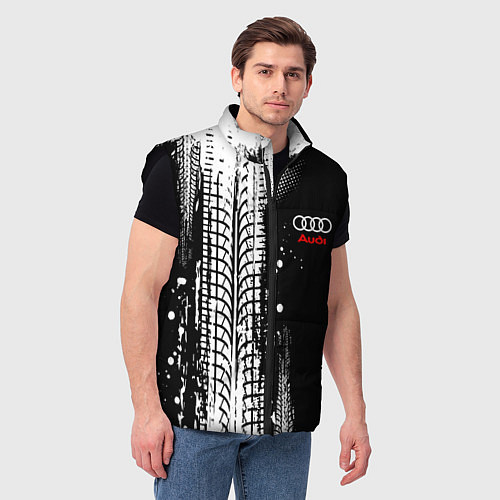 Мужской жилет Ауди - следы от шин / 3D-Черный – фото 3