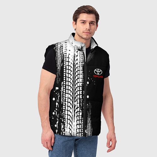 Мужской жилет Тойота - следы от шин / 3D-Черный – фото 3