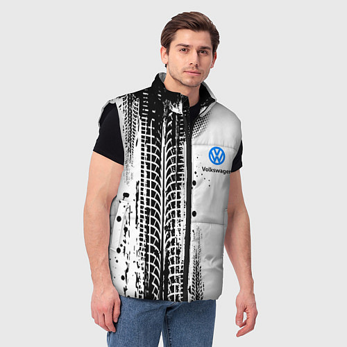 Мужской жилет Фольксваген - следы от шин / 3D-Черный – фото 3