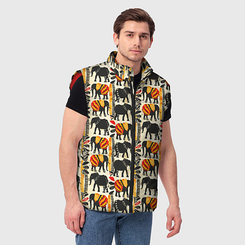 Мужской жилет Африканские узор слон / 3D-Красный – фото 3