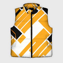 Мужской жилет Жёлтые широкие линии на белом фоне, цвет: 3D-светло-серый