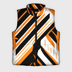 Мужской жилет Чёрно-оранжевые полосы на белом фоне, цвет: 3D-красный