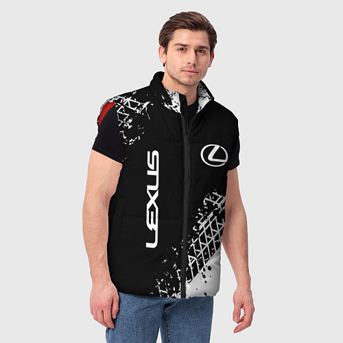 Мужской жилет Лексус: следы от шин / 3D-Красный – фото 3