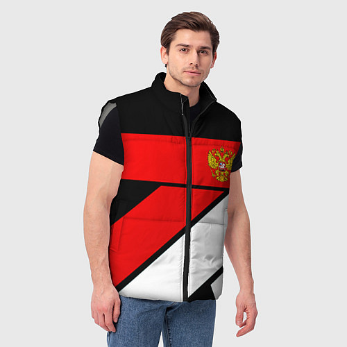 Мужской жилет Россия герб спорт текстура / 3D-Светло-серый – фото 3