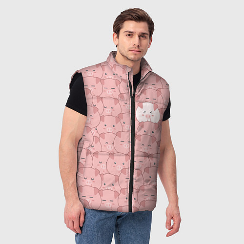Мужской жилет Свинки паттерн / 3D-Черный – фото 3