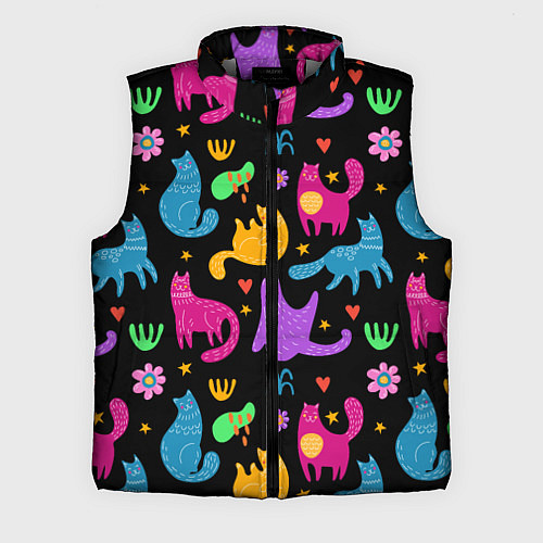 Мужской жилет Паттерн разноцветных котиков / 3D-Светло-серый – фото 1