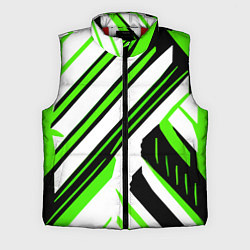 Мужской жилет Чёрно-зелёные полосы на белом фоне, цвет: 3D-красный