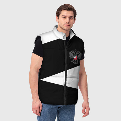Мужской жилет Герб РФ геометрия текстура / 3D-Черный – фото 3