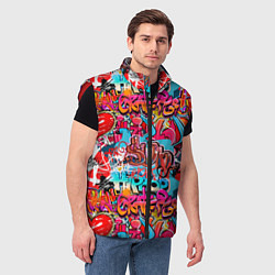 Мужской жилет Hip hop graffiti pattern, цвет: 3D-красный — фото 2