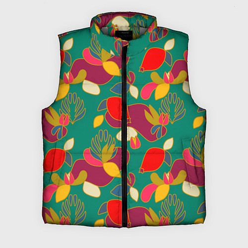 Мужской жилет Ягодно-цветочная абстракция / 3D-Светло-серый – фото 1