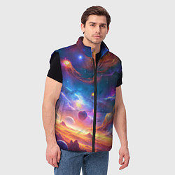 Мужской жилет Космический пейзаж яркий с галактиками, цвет: 3D-черный — фото 2