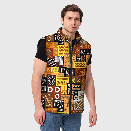 Мужской жилет Африканские этнический коллаж / 3D-Черный – фото 3