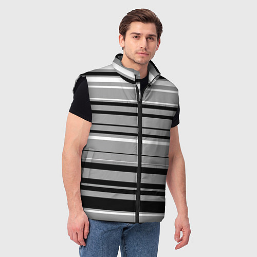Мужской жилет Серый в чёрную полоску / 3D-Черный – фото 3