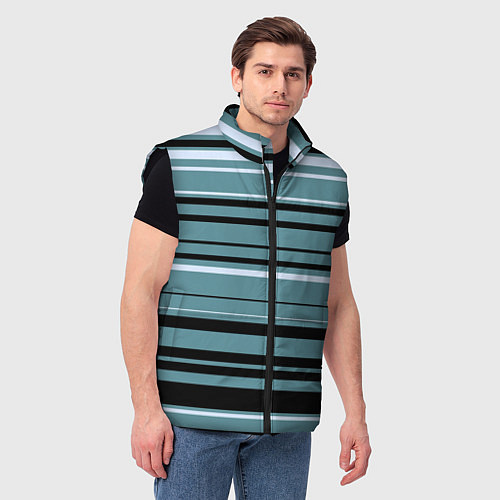 Мужской жилет Тёмный голубой в полоску / 3D-Черный – фото 3