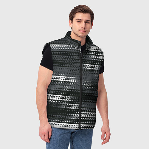 Мужской жилет Тёмный серый абстрактные полосы / 3D-Черный – фото 3