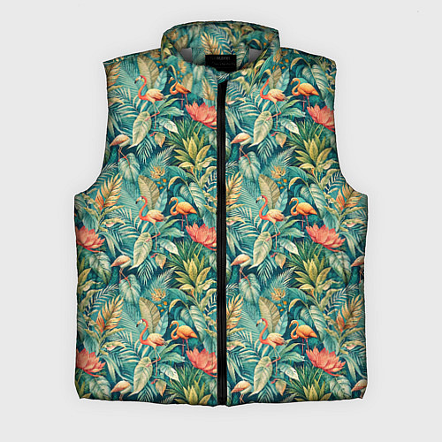 Мужской жилет Тропический фламинго в цветах / 3D-Светло-серый – фото 1