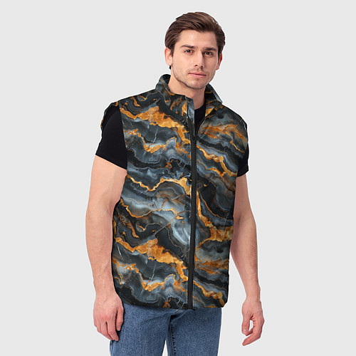 Мужской жилет Мраморное золото / 3D-Черный – фото 3