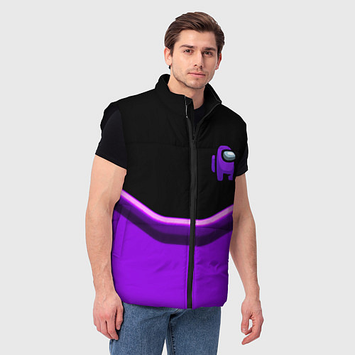 Мужской жилет Among us neon geometry / 3D-Черный – фото 3