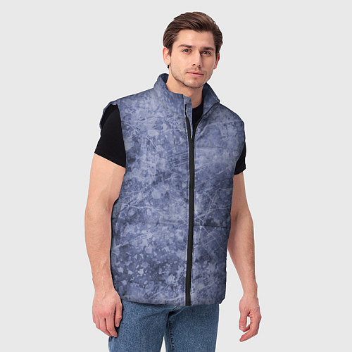 Мужской жилет Абстракция - синий лёд / 3D-Черный – фото 3