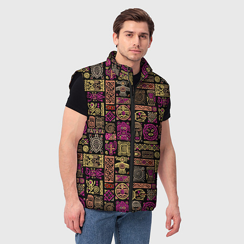 Мужской жилет Африка - этнический орнамент / 3D-Черный – фото 3