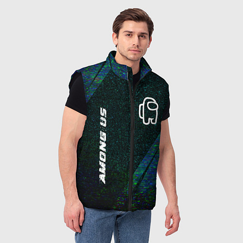 Мужской жилет Among Us glitch blue / 3D-Черный – фото 3