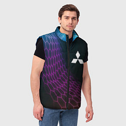 Мужской жилет Mitsubishi neon hexagon, цвет: 3D-черный — фото 2