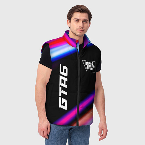 Мужской жилет GTA6 speed game lights / 3D-Черный – фото 3