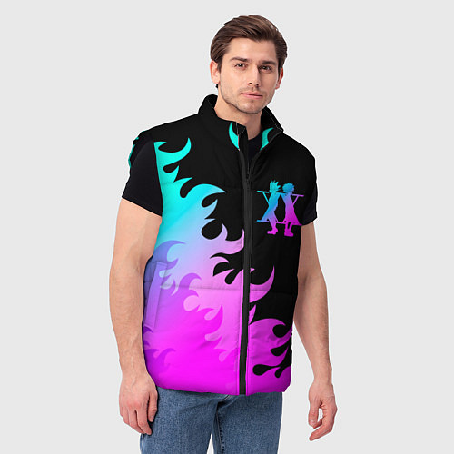 Мужской жилет Hunter x Hunter неоновый огонь / 3D-Черный – фото 3