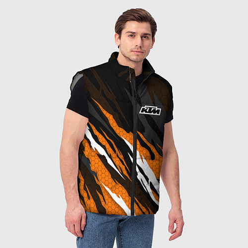 Мужской жилет KTM - Рваный гексагон / 3D-Светло-серый – фото 3