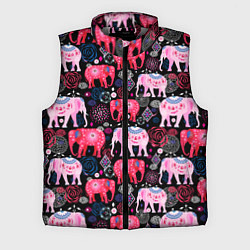 Мужской жилет Орнамент разноцветных слонов, цвет: 3D-светло-серый