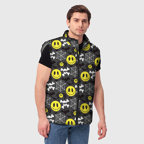 Мужской жилет Смайлик хэллоуин / 3D-Светло-серый – фото 3