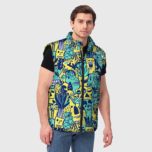 Мужской жилет Монстры тропические / 3D-Черный – фото 3
