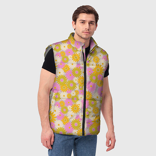 Мужской жилет Разноцветный цветочный паттерн / 3D-Светло-серый – фото 3