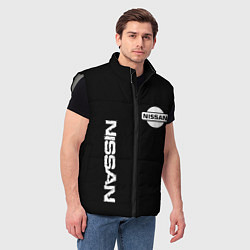 Мужской жилет Nissan logo white auto, цвет: 3D-светло-серый — фото 2